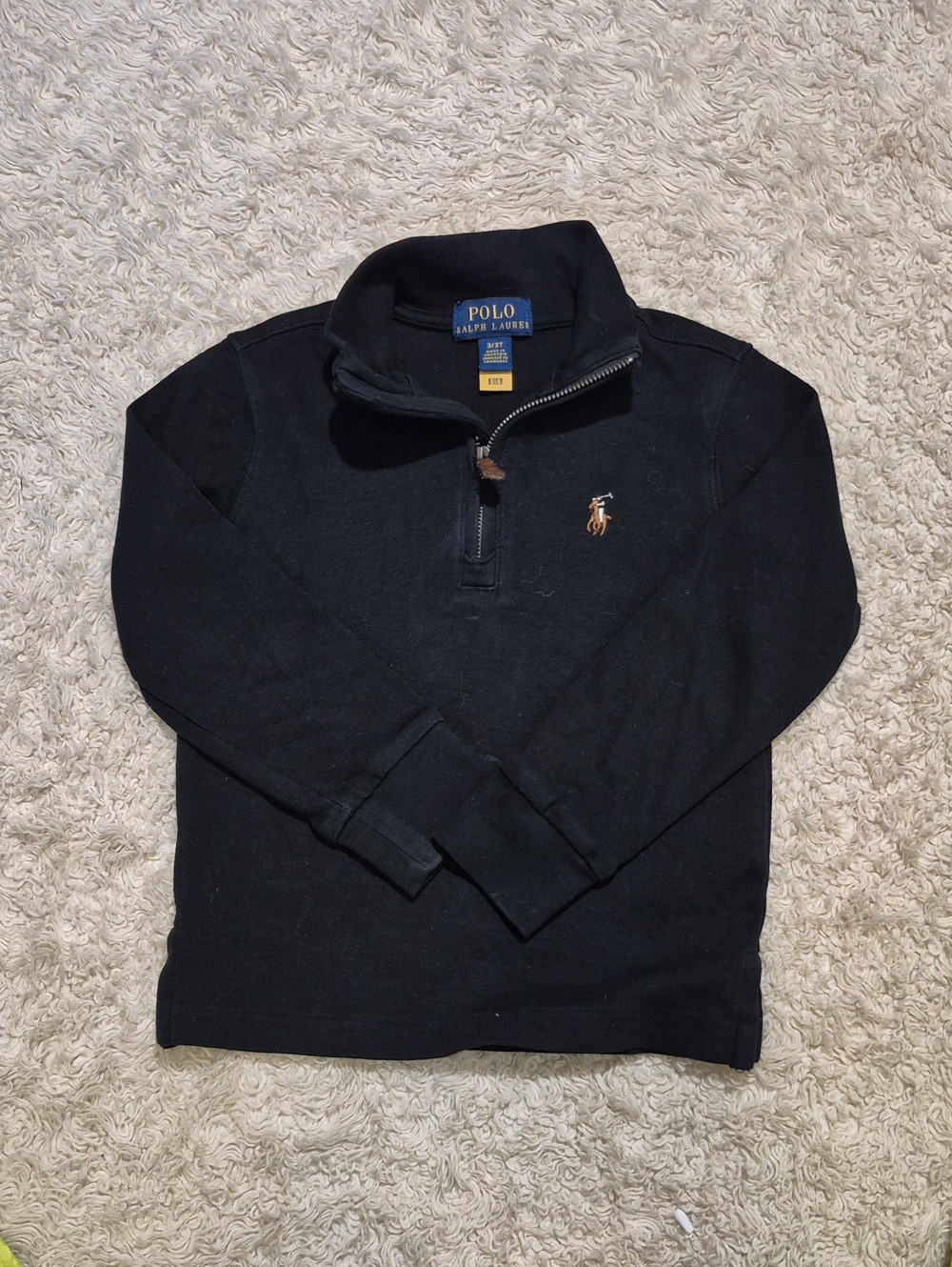 POLO Ralph Lauren 1/4 Zip Long Sleeve Black Shirt Toddler Boys Size 3T